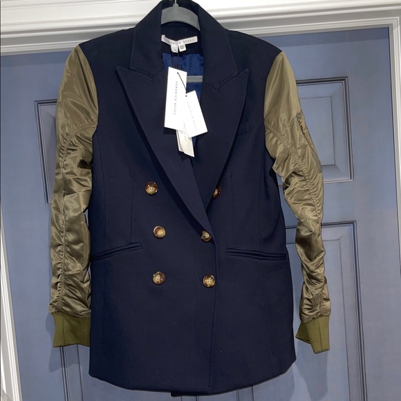 Veronica Beard Clausen Dickey Jacket Double-Breasted Olive Sleeves Size 6 NWT - Picture 4 of 11